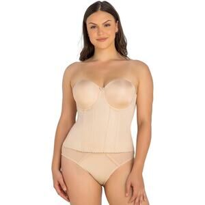 Full Bust Padded Strapless Full Back Bustier - Nude